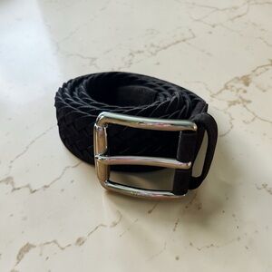 BN TOD’S Men's 100% Suede Brown Woven Leather Belt with Silver Buckle